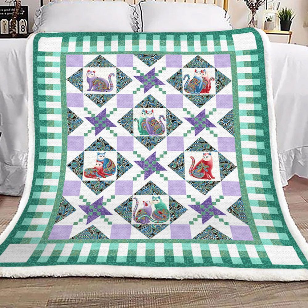 Cat Sherpa Fleece Blanket