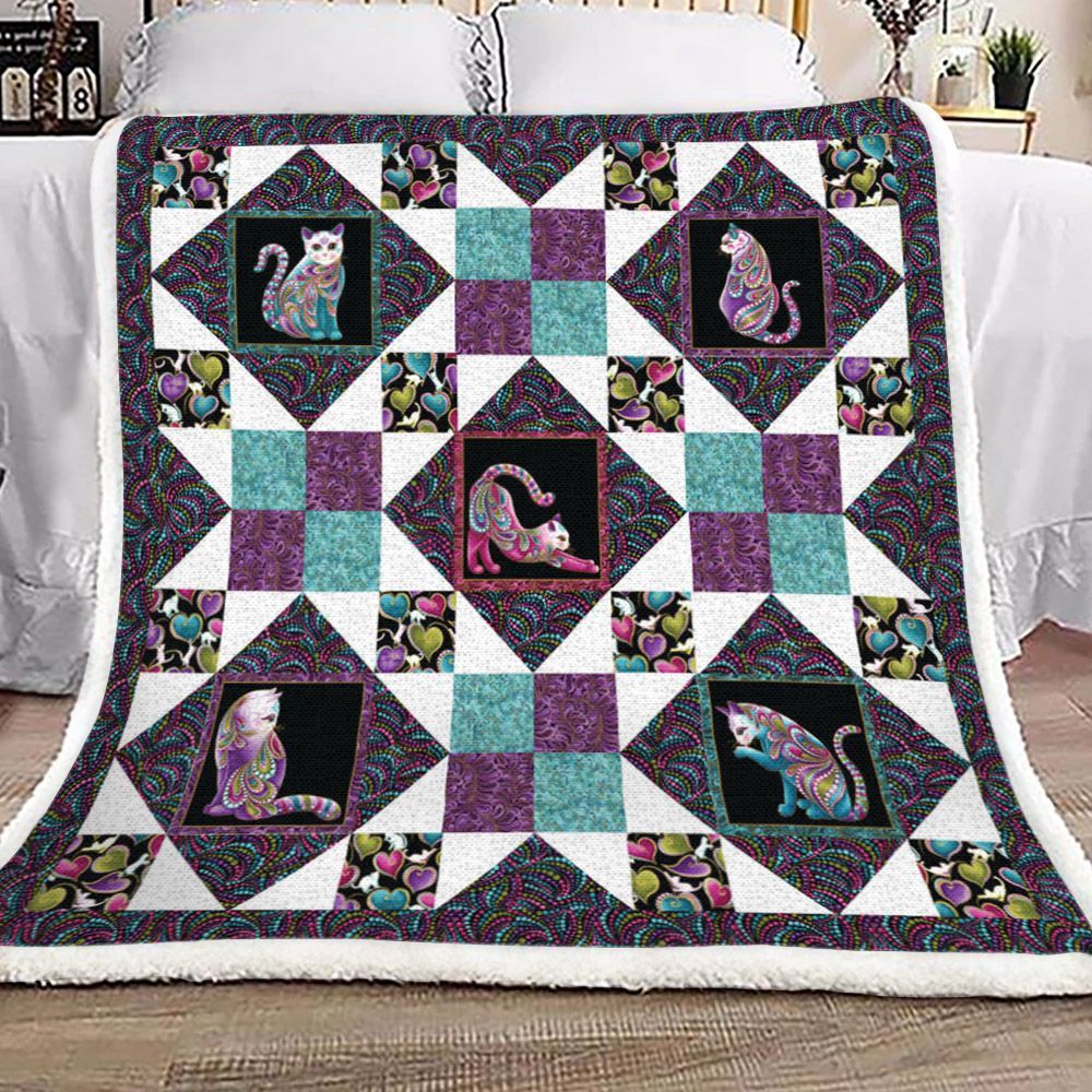 Cat Sherpa Fleece Blanket