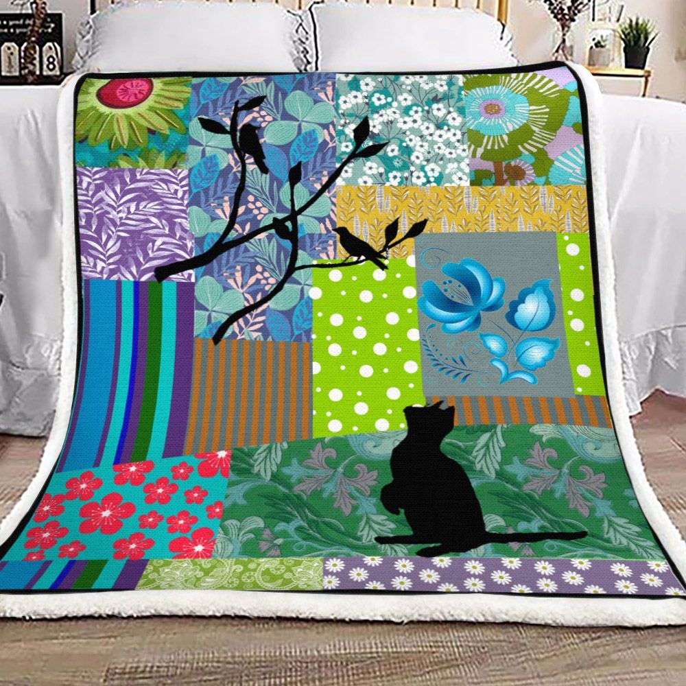 Cat Sherpa Fleece Blanket