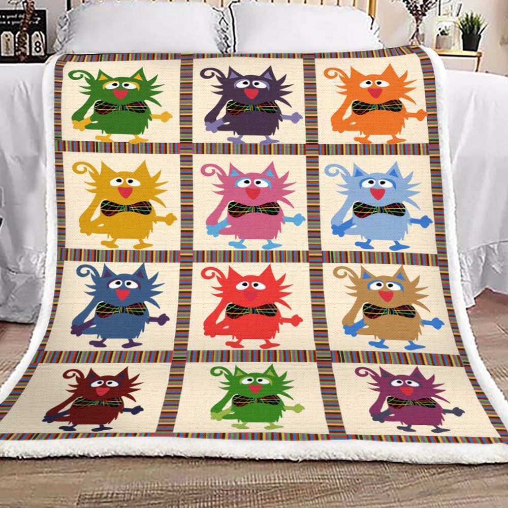 Cat Sherpa Fleece Blanket