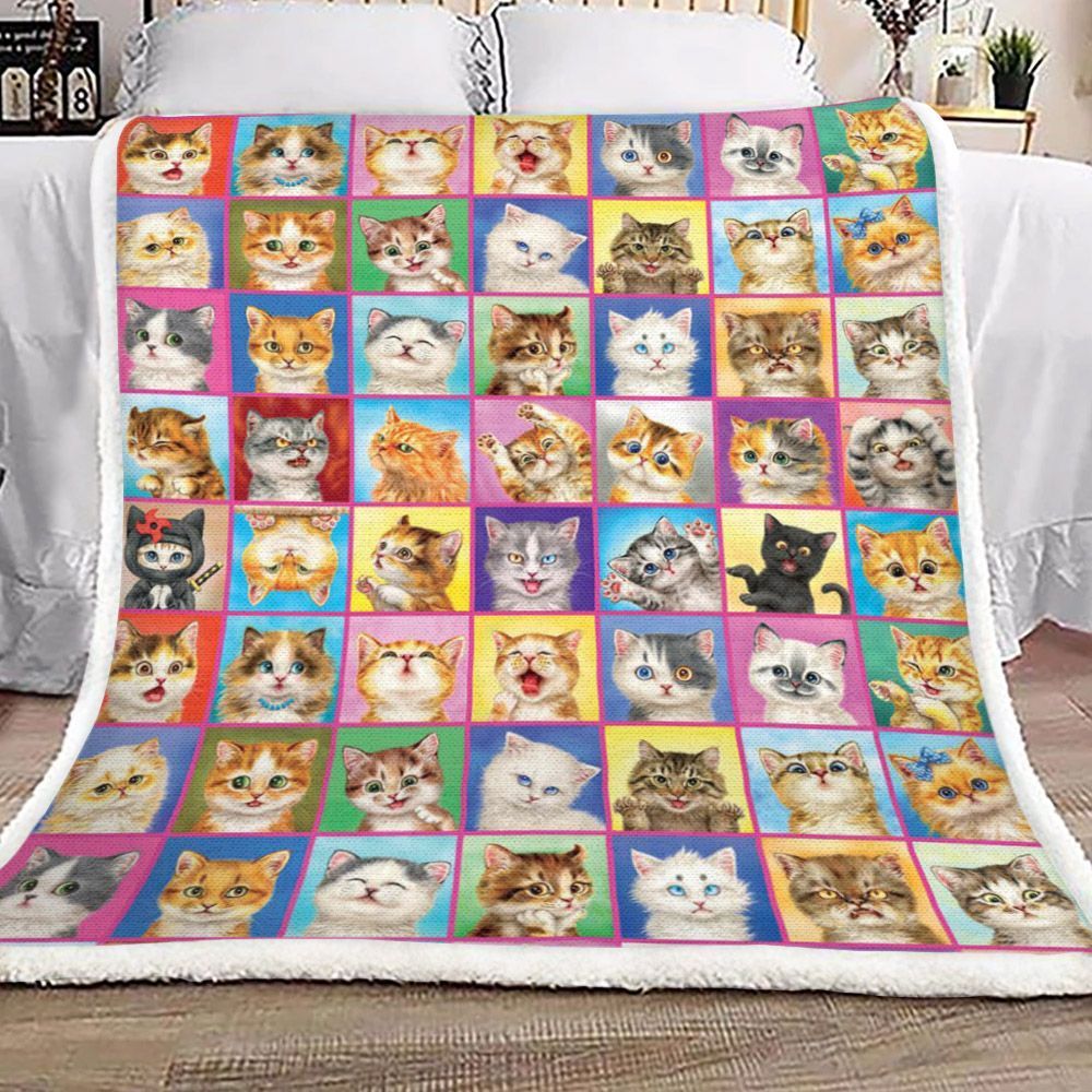 Cat Sherpa Fleece Blanket