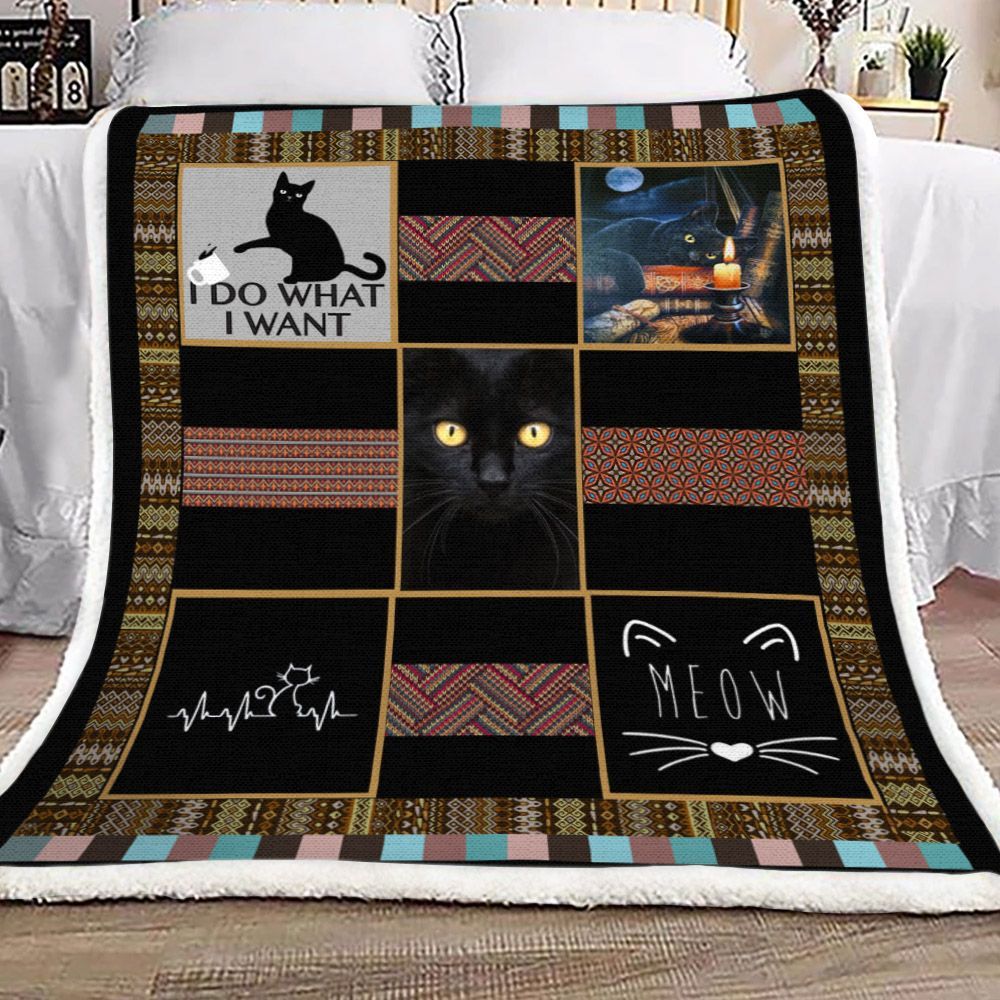 Cat Sherpa Fleece Blanket