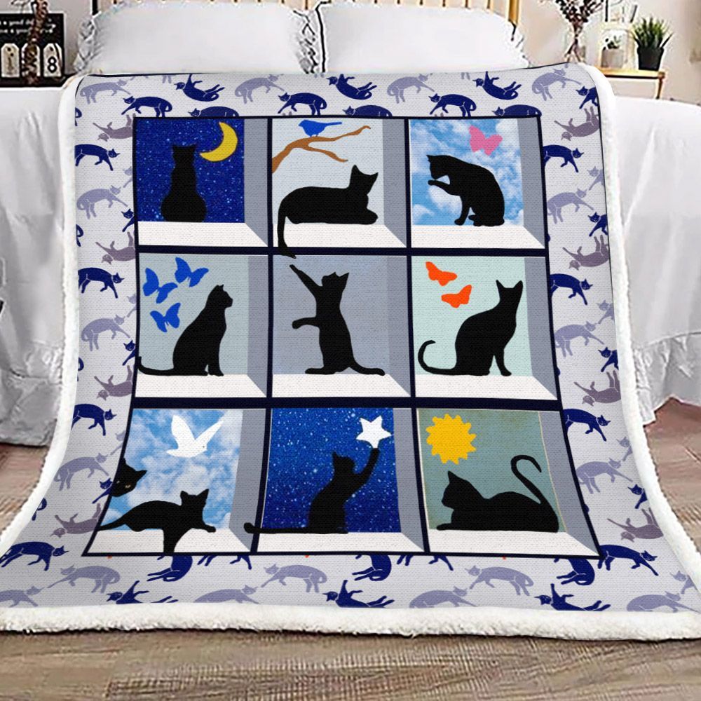 Cat Sherpa Fleece Blanket
