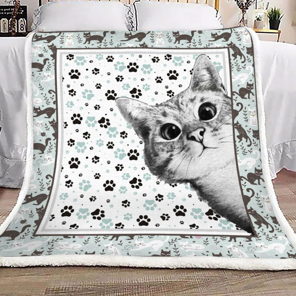 Cat Sherpa Fleece Blanket