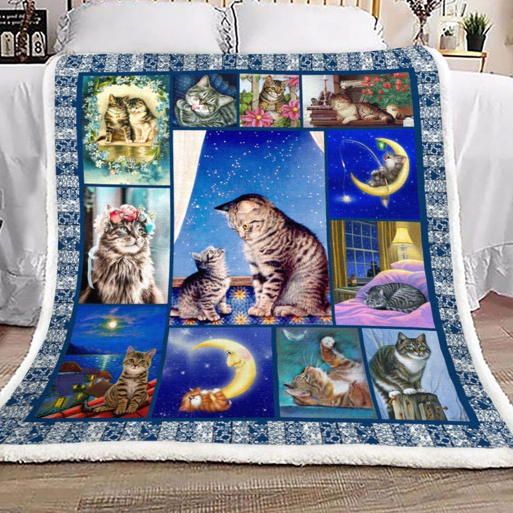 Cat Sherpa Fleece Blanket