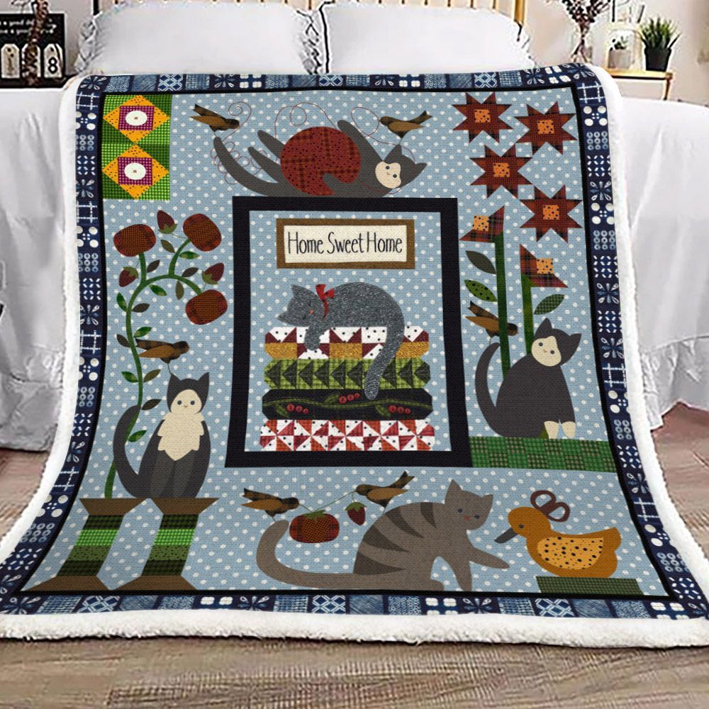 Cat Sherpa Fleece Blanket