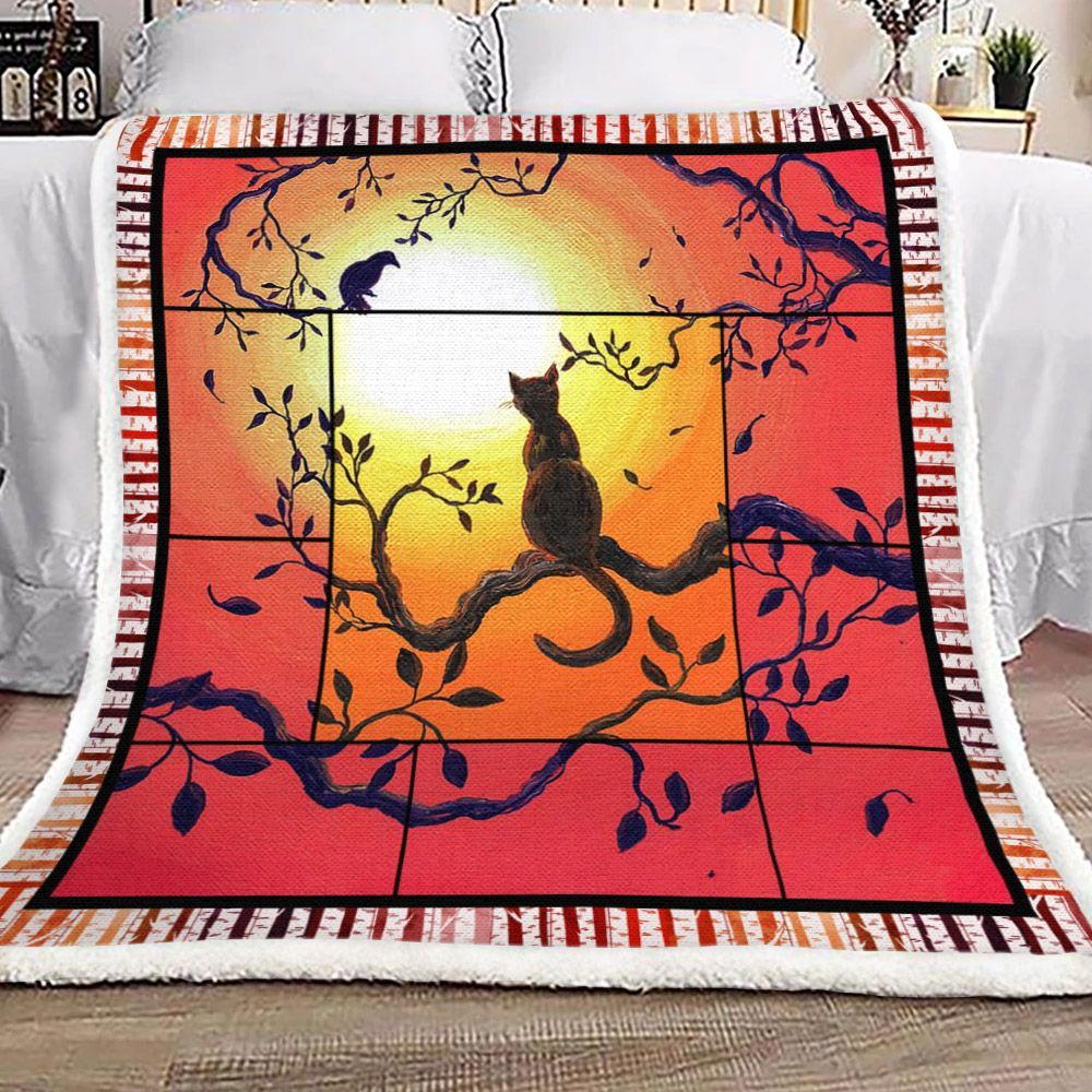 Cat Sherpa Fleece Blanket
