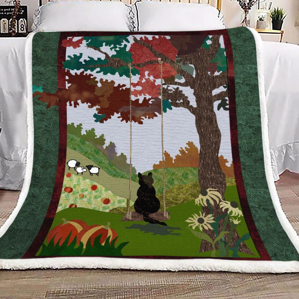 Cat Sherpa Fleece Blanket