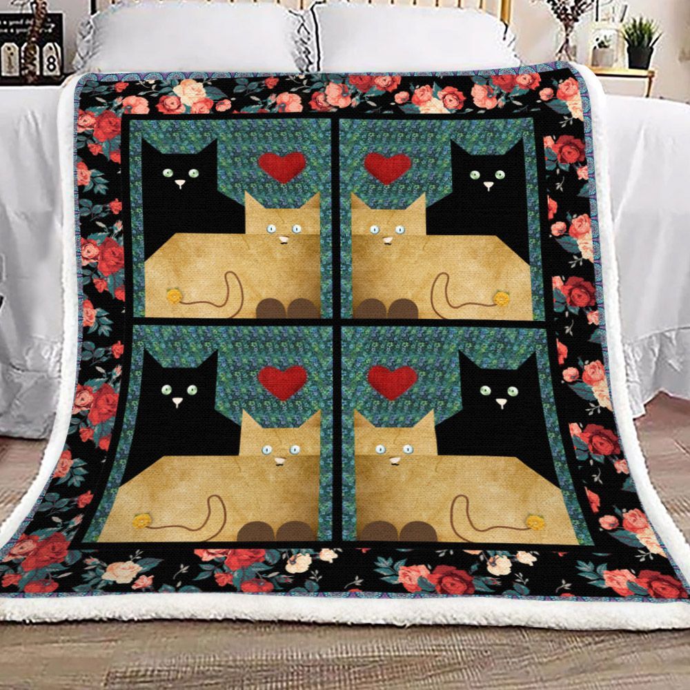 Cat Sherpa Fleece Blanket