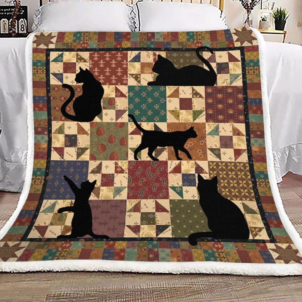 Cat Sherpa Fleece Blanket