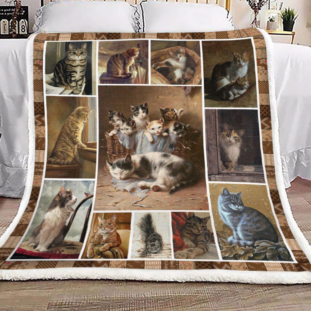 Cat Sherpa Fleece Blanket