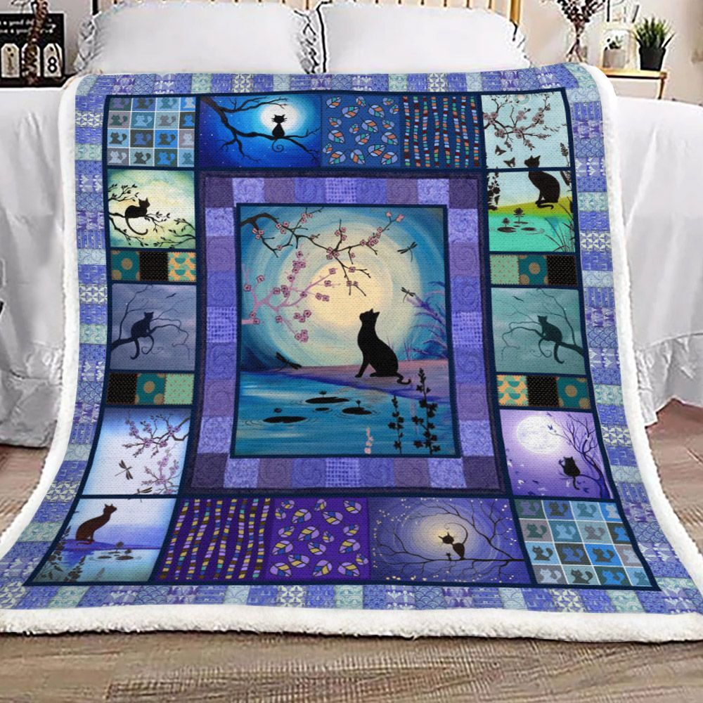 Cat Sherpa Fleece Blanket