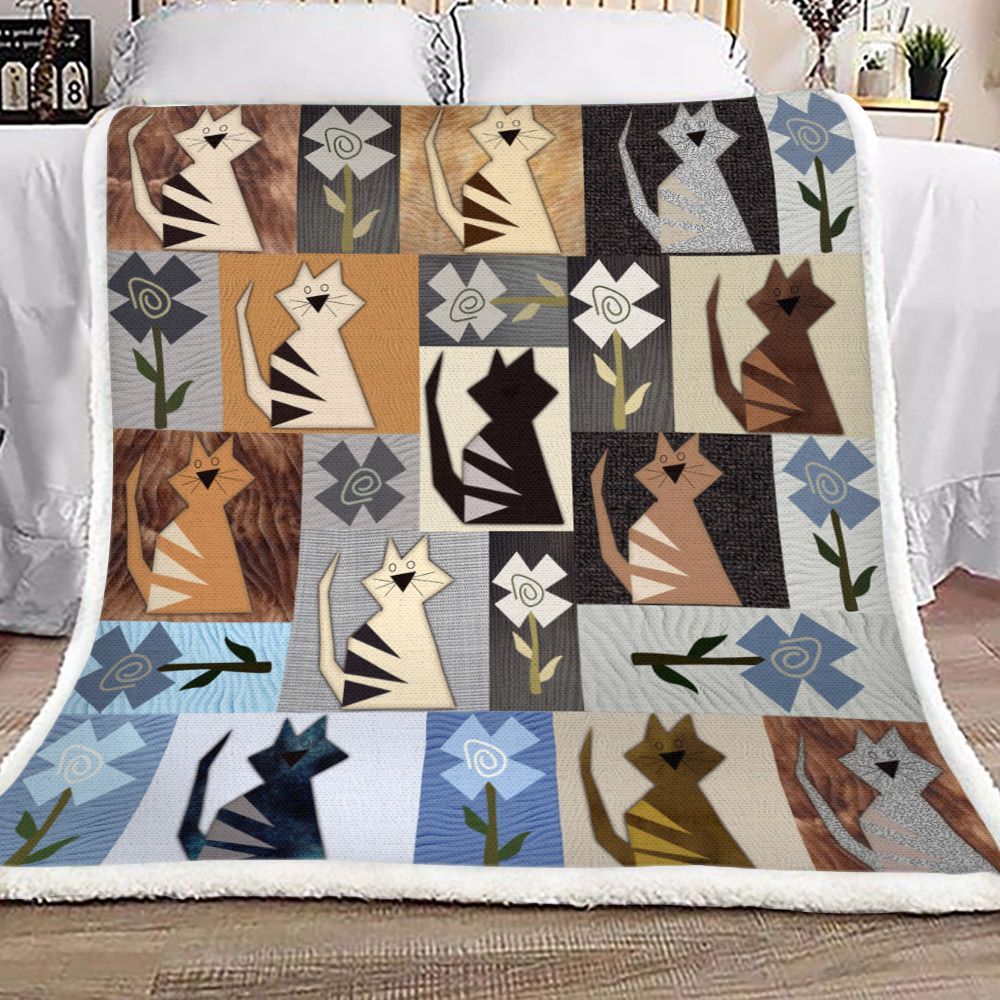 Cat Sherpa Fleece Blanket