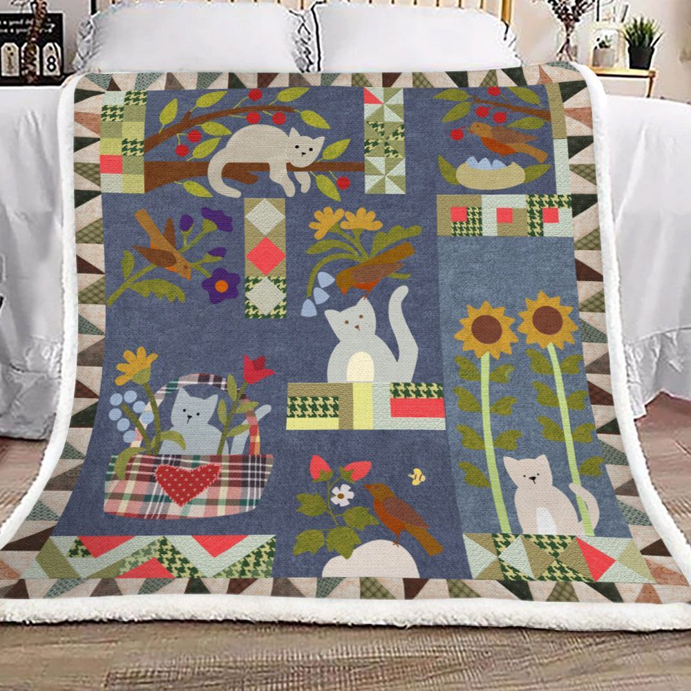 Cat Sherpa Fleece Blanket