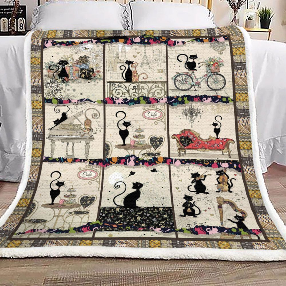 Cat Sherpa Fleece Blanket