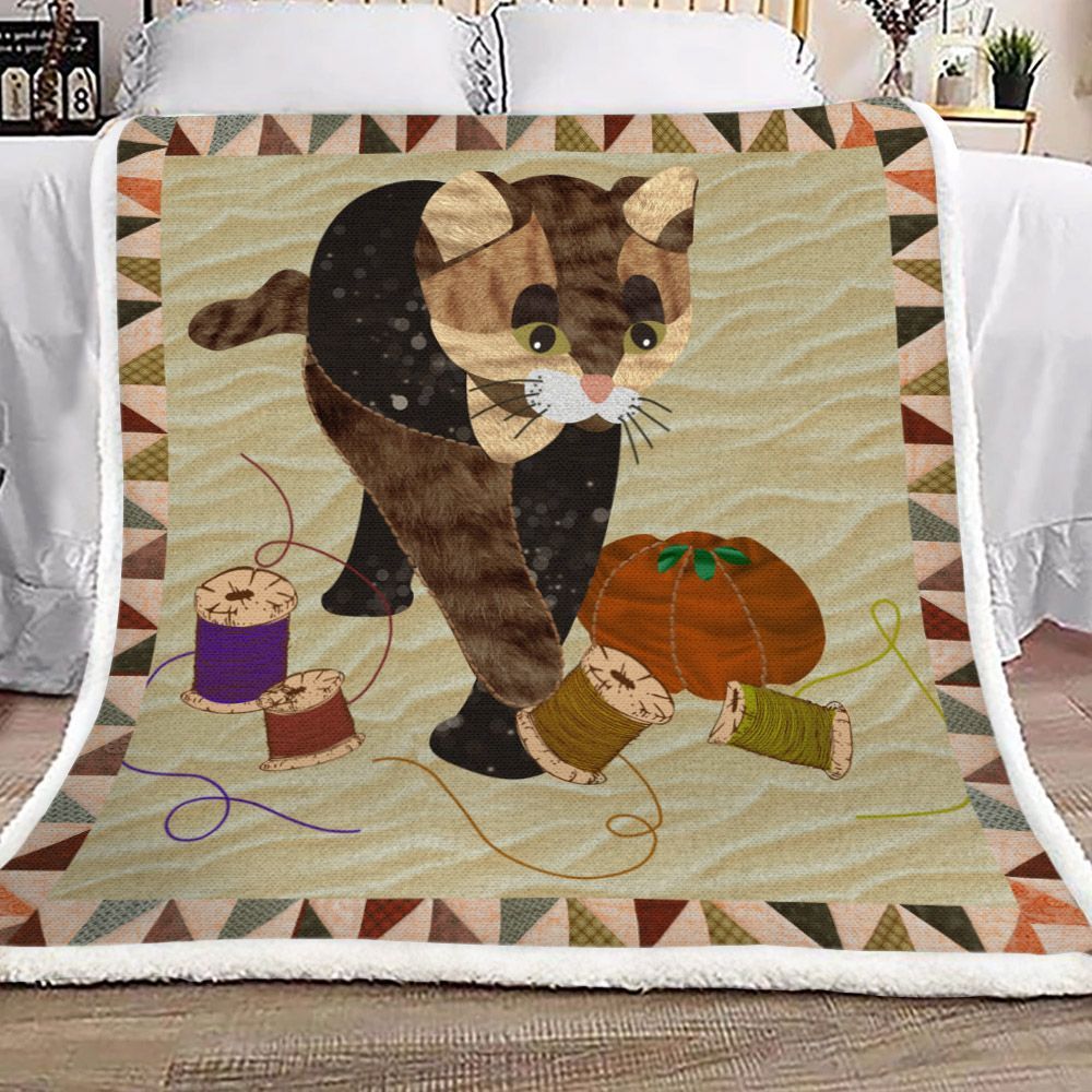 Cat Sherpa Fleece Blanket