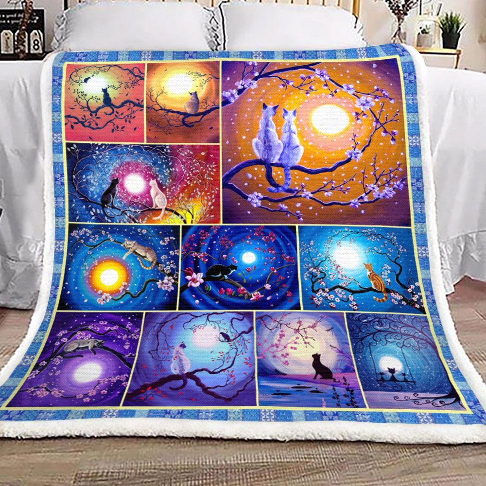 Cat Sherpa Fleece Blanket