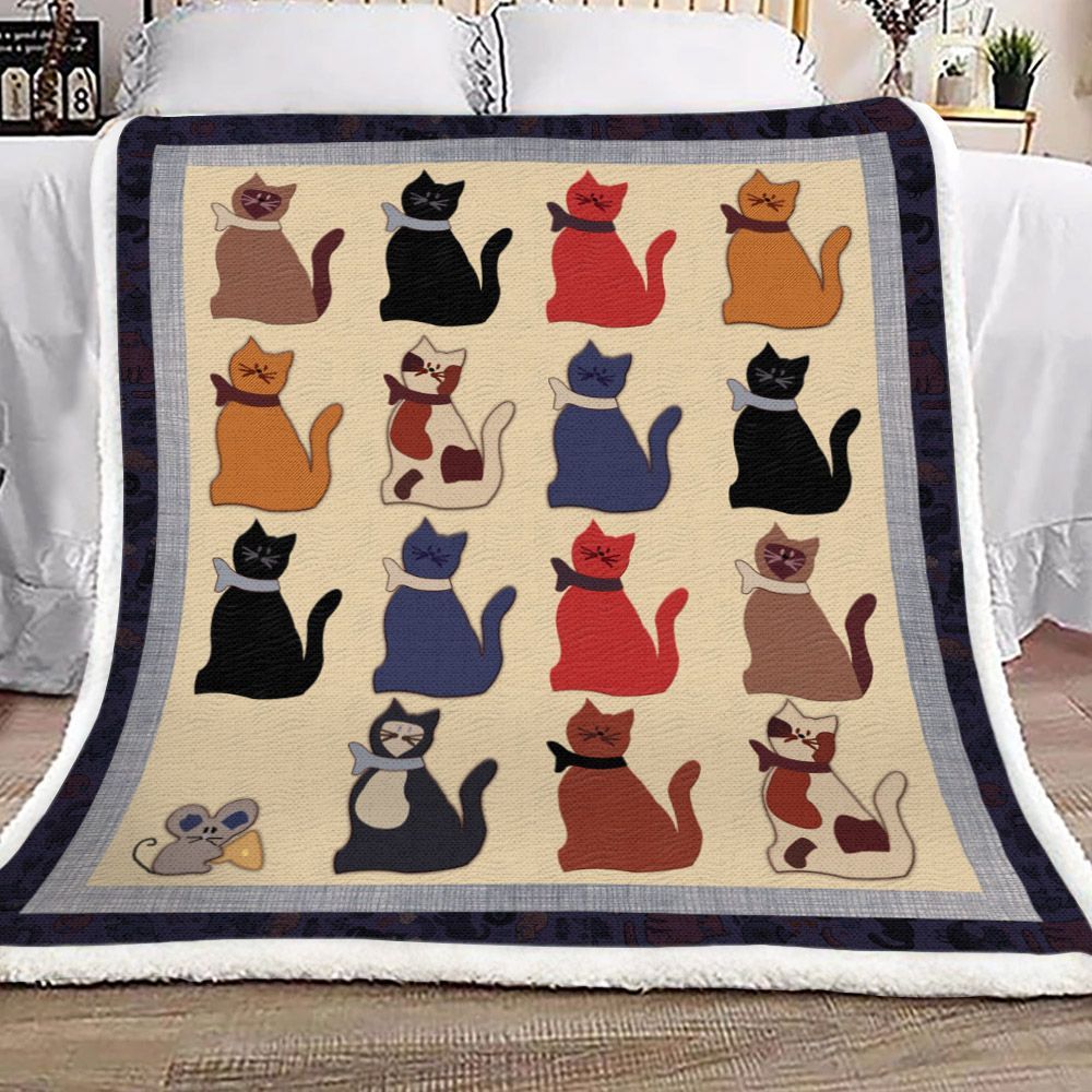 Cat Sherpa Fleece Blanket