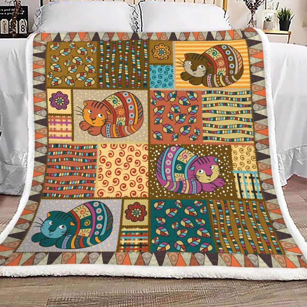 Cat Sherpa Fleece Blanket