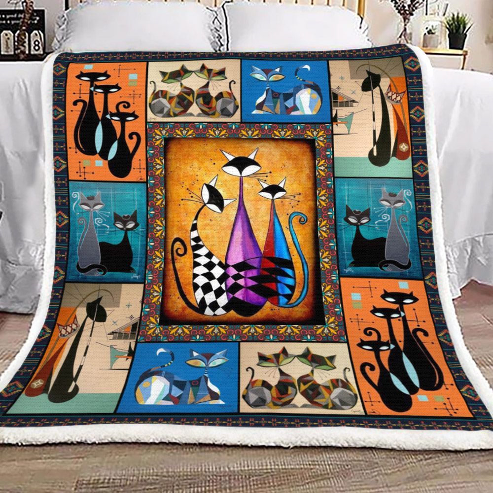 Cat Sherpa Fleece Blanket
