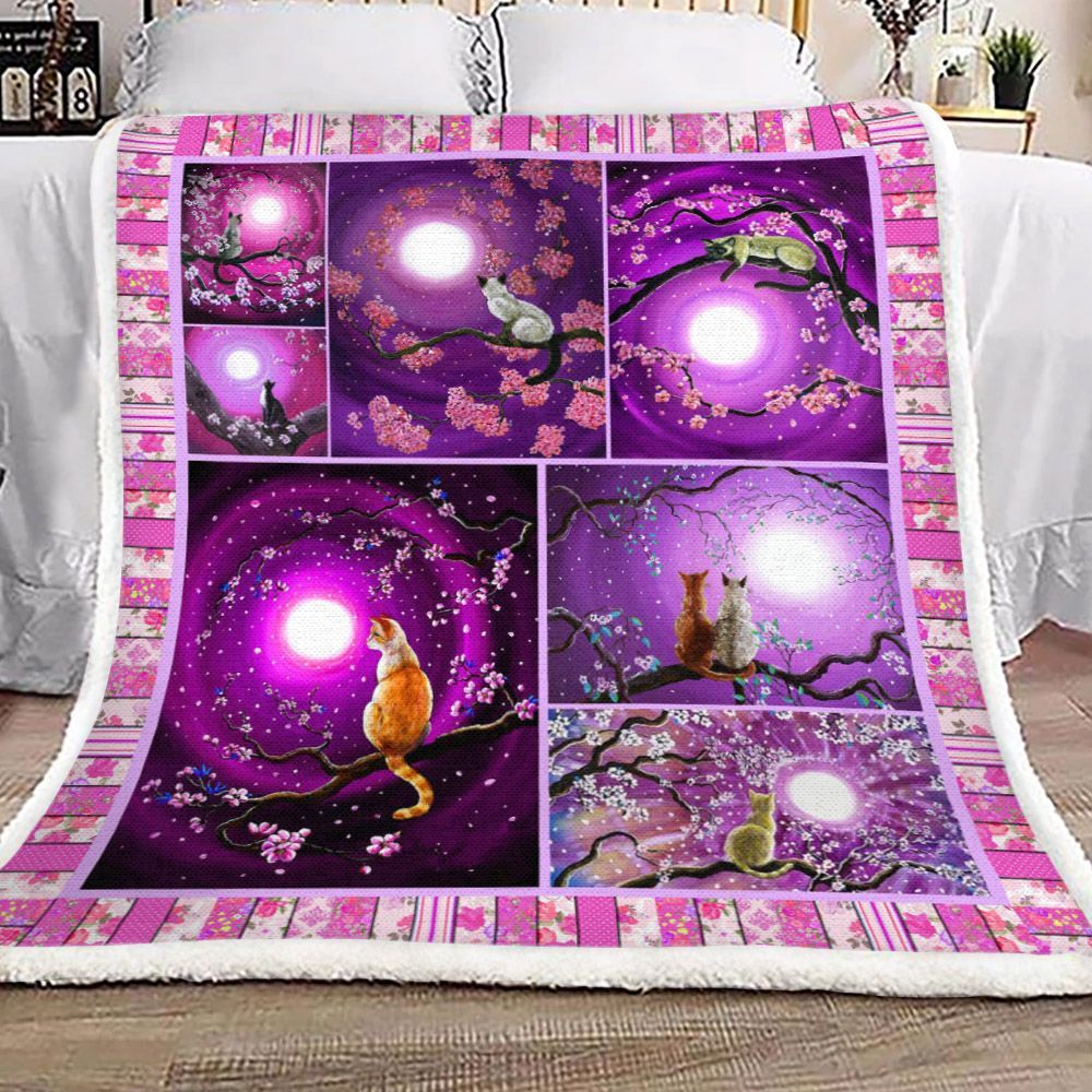 Cat Sherpa Fleece Blanket