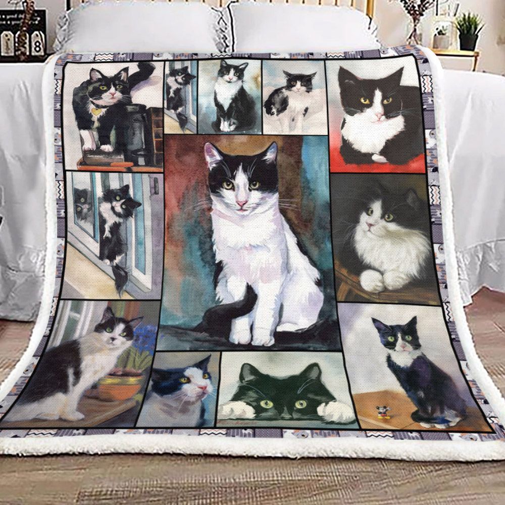 Cat Sherpa Fleece Blanket