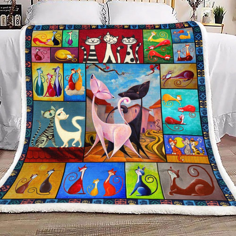 Cat Sherpa Fleece Blanket