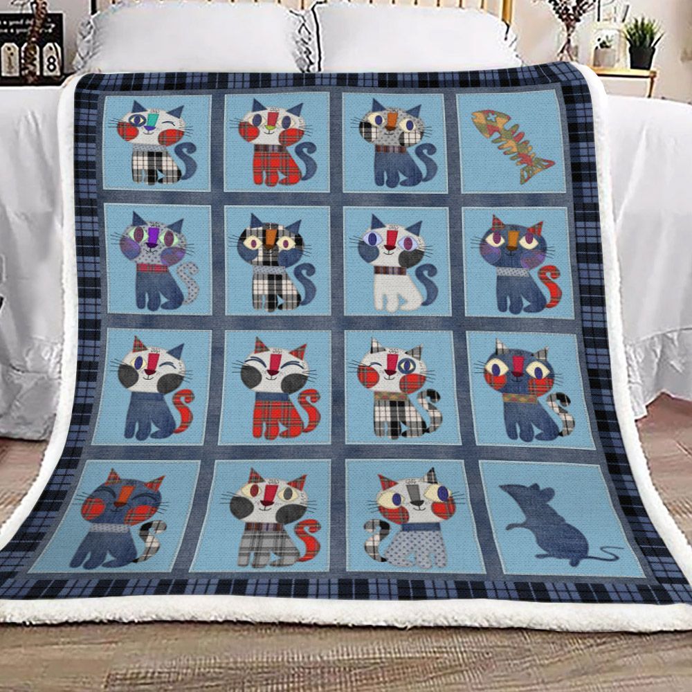 Cat Sherpa Fleece Blanket