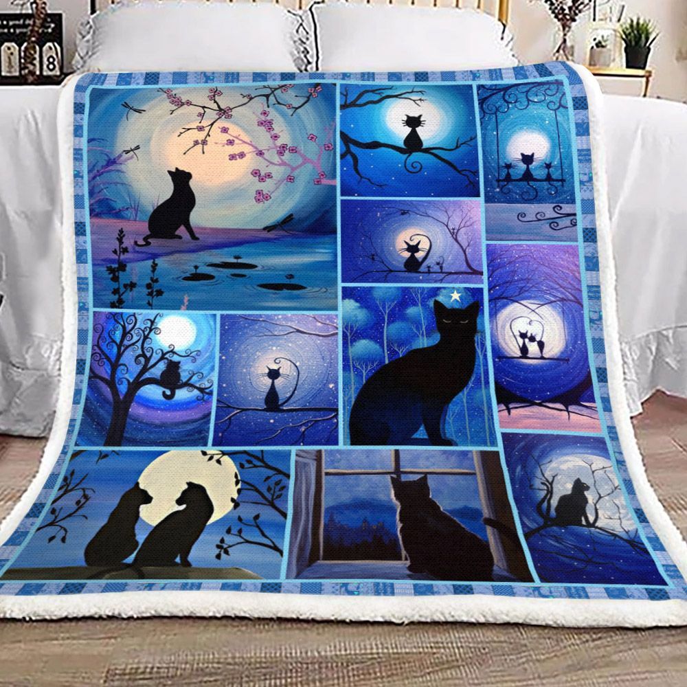 Cat Sherpa Fleece Blanket