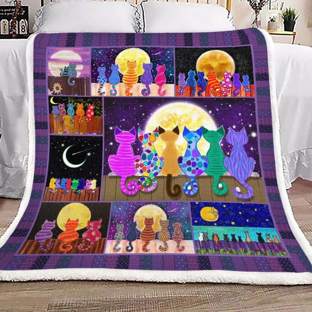 Cat Sherpa Fleece Blanket