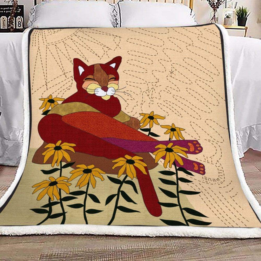 Cat Sherpa Fleece Blanket