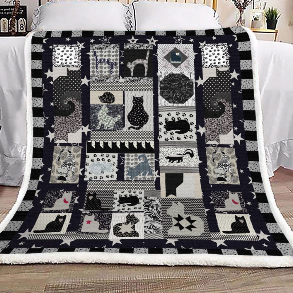 Cat Sherpa Fleece Blanket