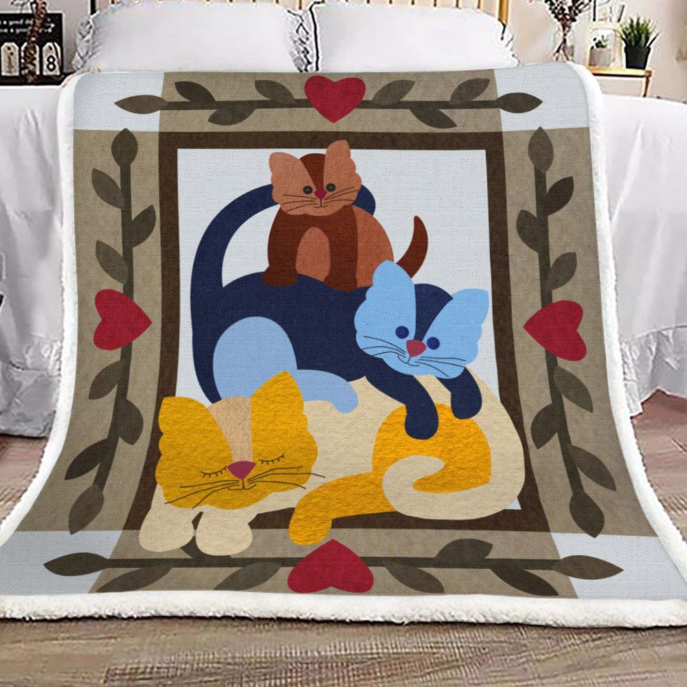 Cat Sherpa Fleece Blanket