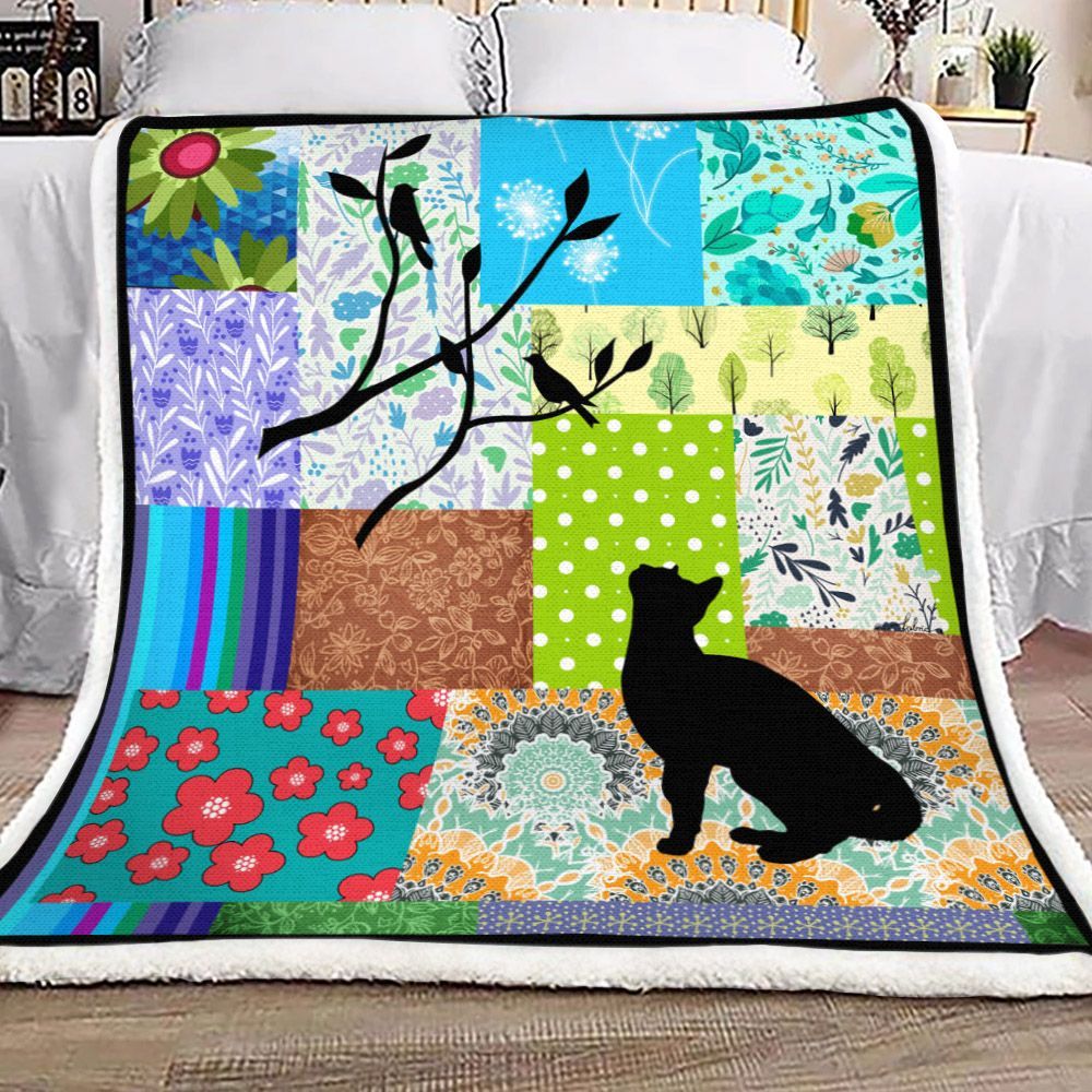 Cat Sherpa Fleece Blanket