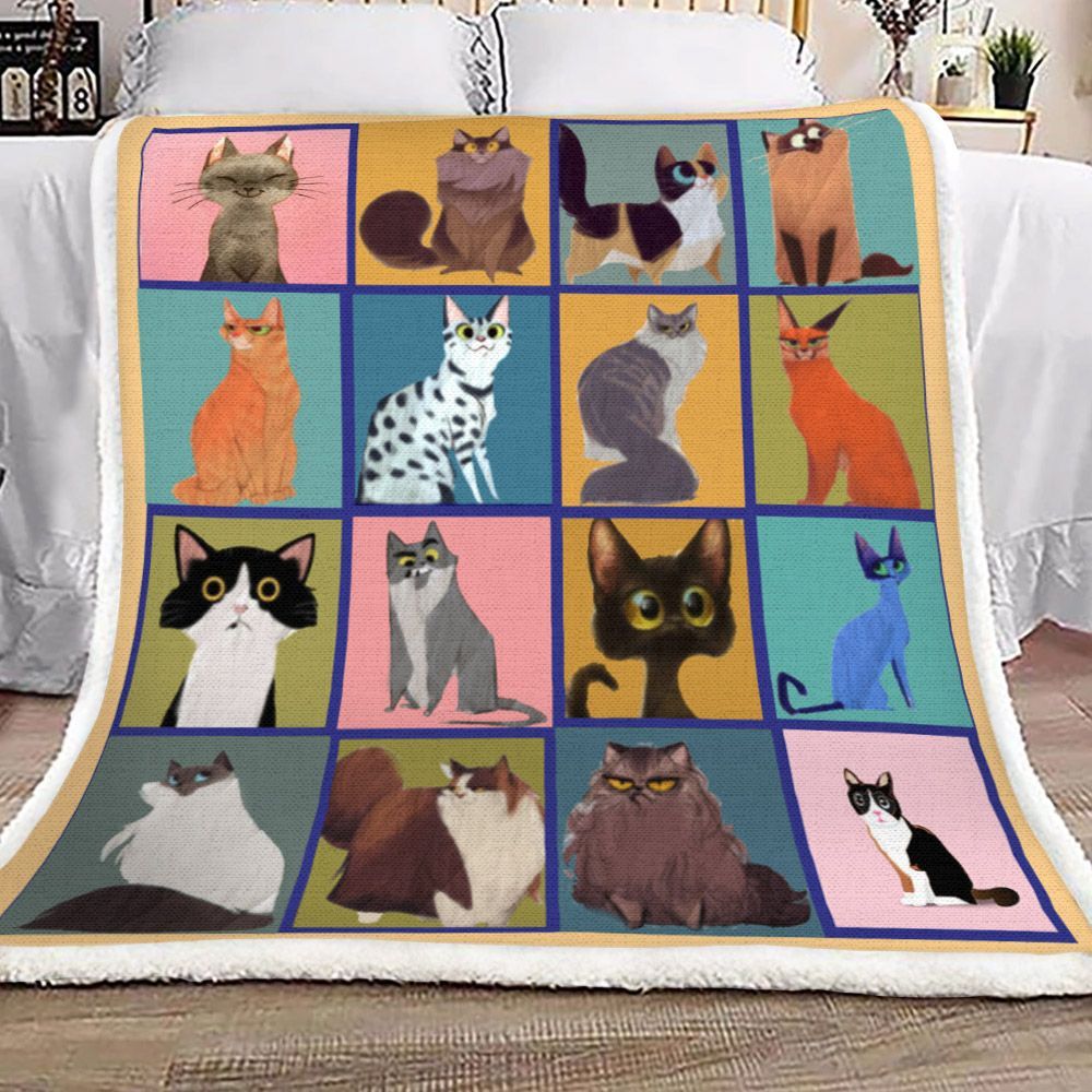 Cat Sherpa Fleece Blanket
