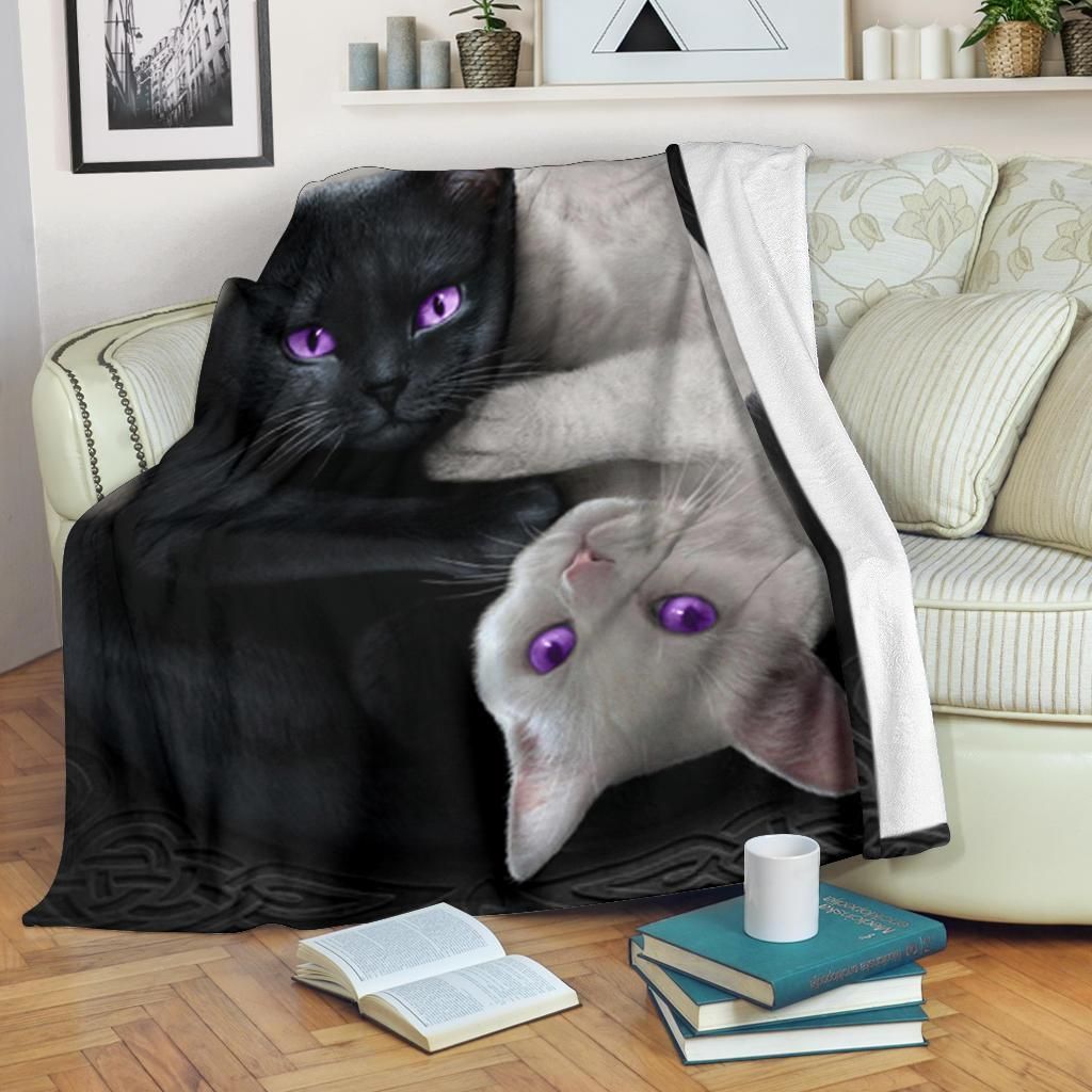 Cat Yin Yang Sherpa Fleece Blanket