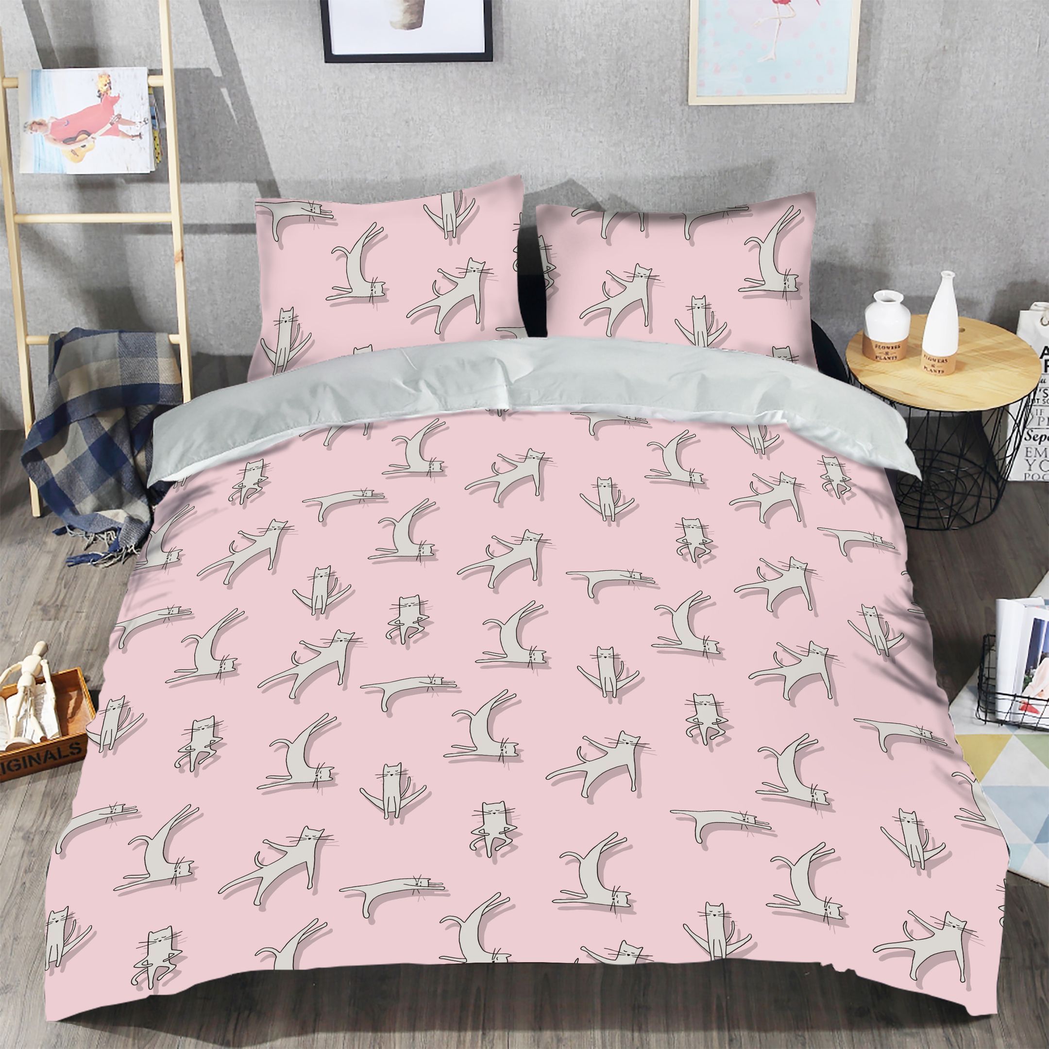 Cat yoga Bedding Set
