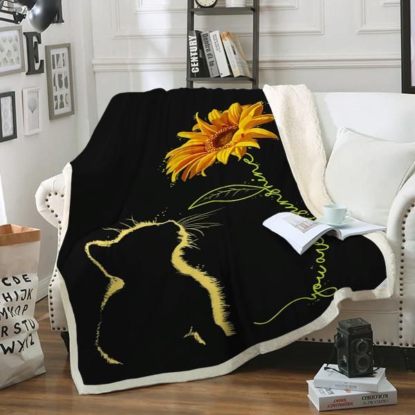 Cat You Are My Sunshine Sherpa Fleece Blanket