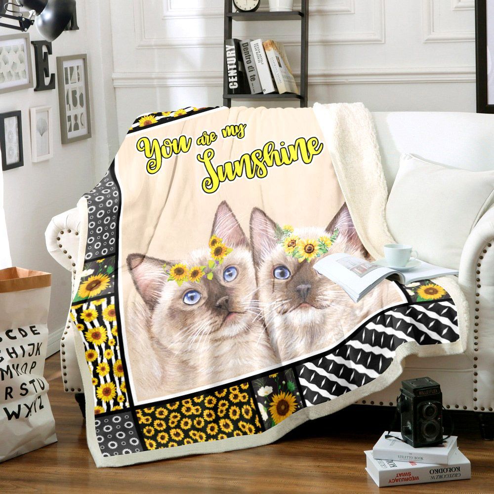 Cat You Are My Sunshine Sherpa Fleece Blanket