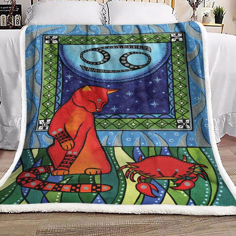 Cat Zodiac Sherpa Fleece Blanket