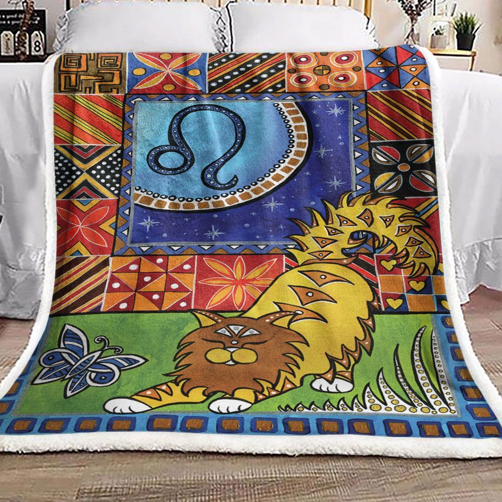 Cat Zodiac Sherpa Fleece Blanket
