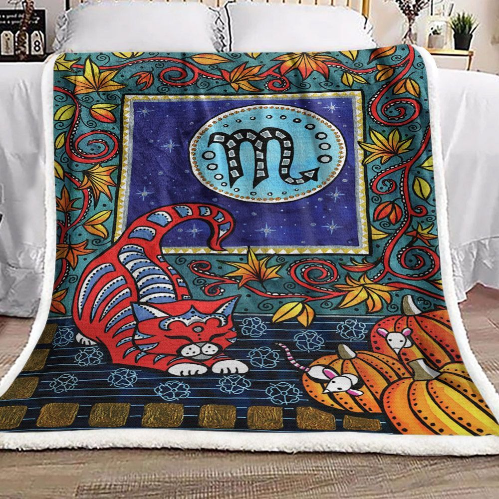 Cat Zodiac Sherpa Fleece Blanket