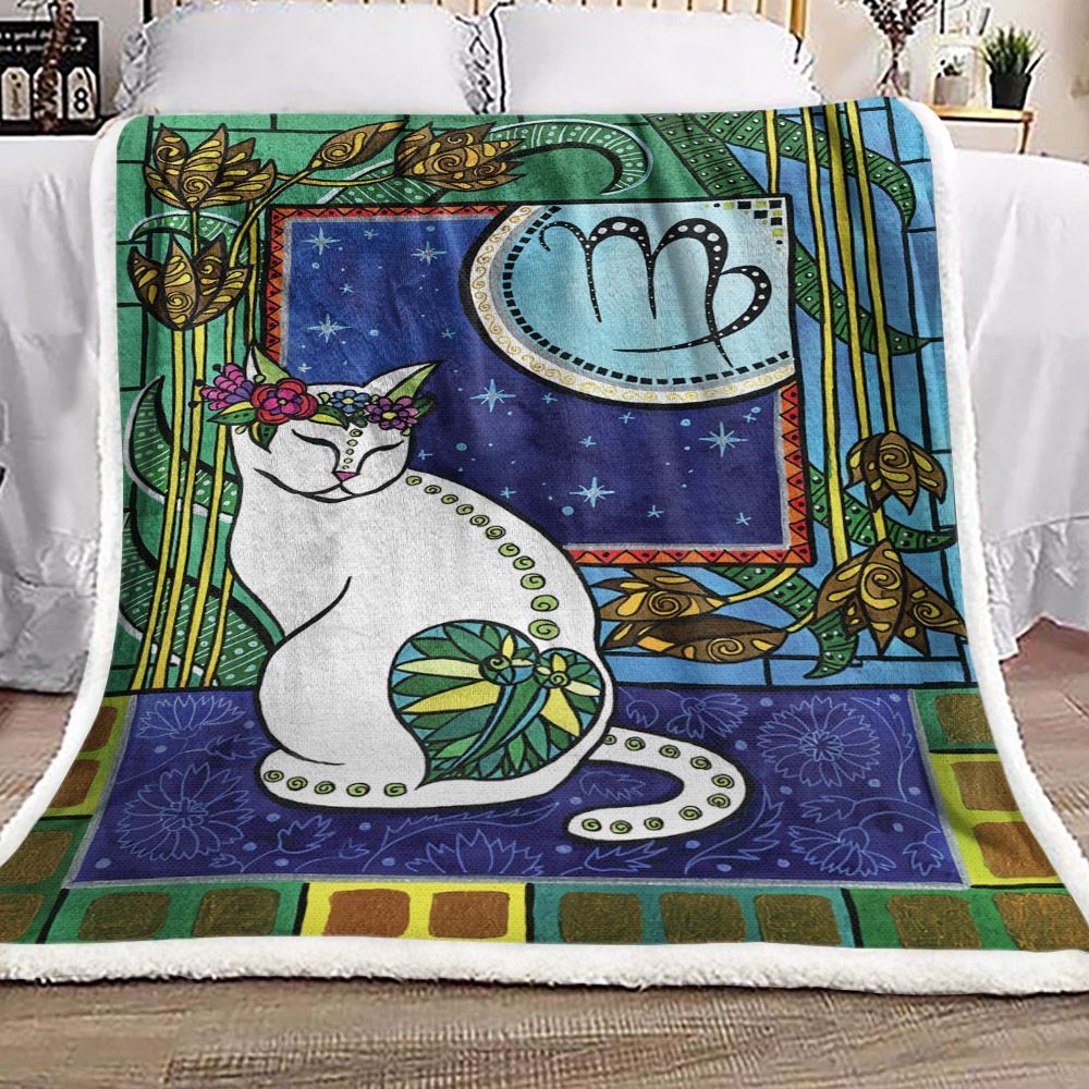 Cat Zodiac Sherpa Fleece Blanket