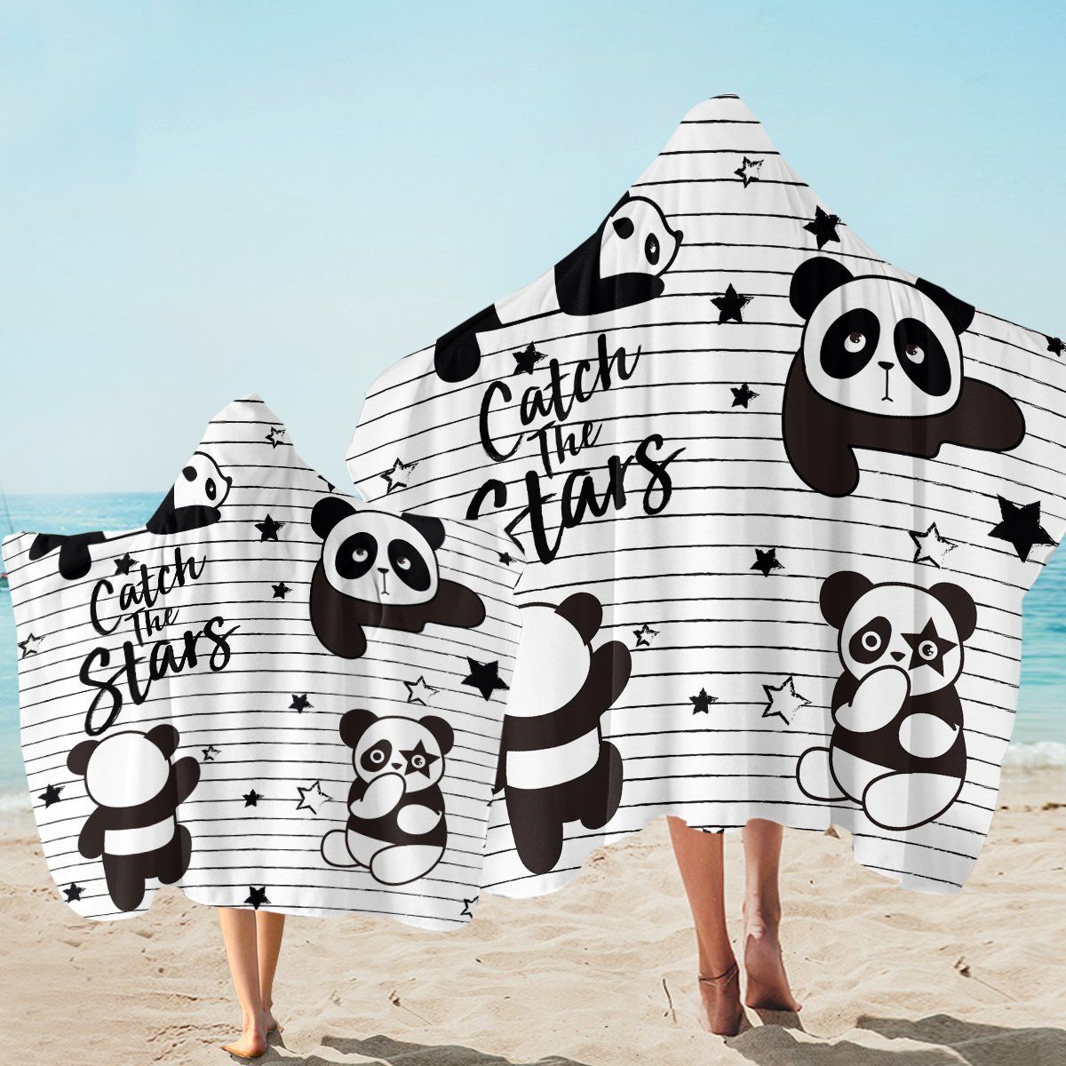 Catch The Stars Panda Printed Hooded Towel