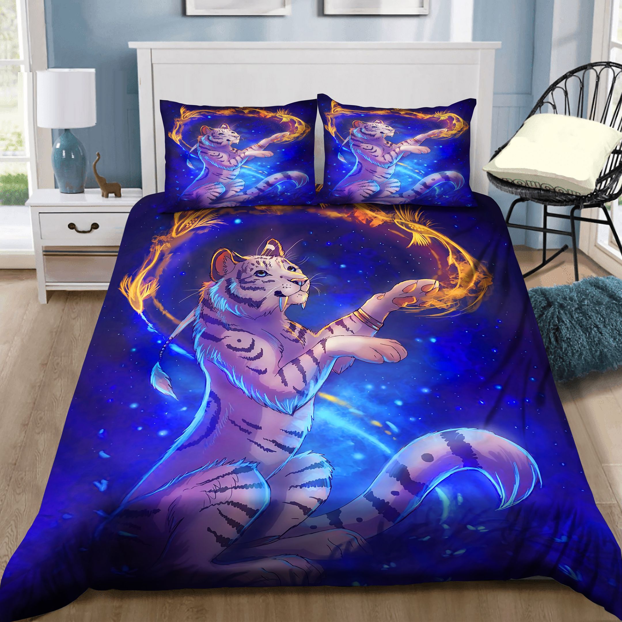 Catching Dream White Tiger Bedding Set
