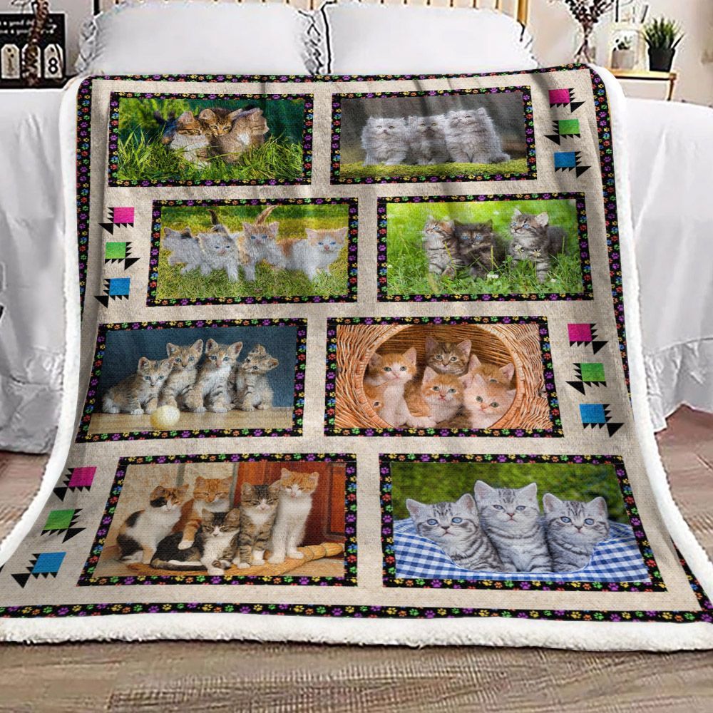 Cat Sherpa Fleece Blanket