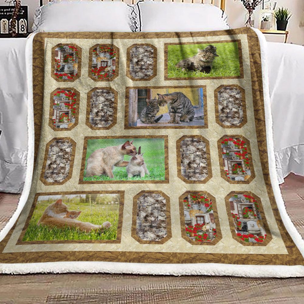 Cat Sherpa Fleece Blanket