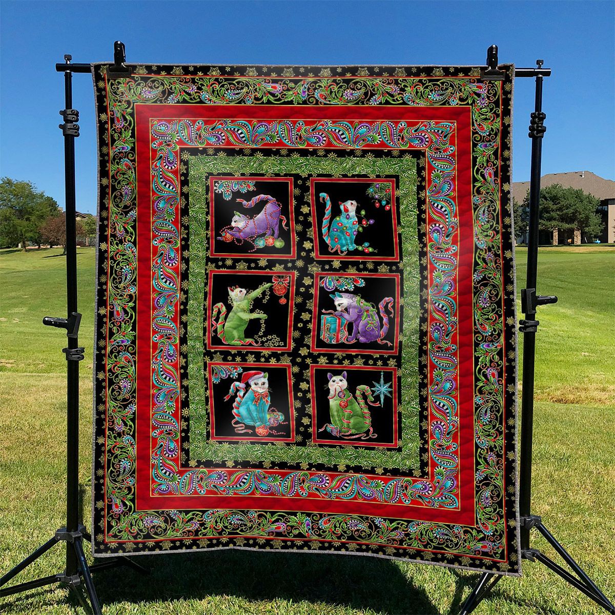 Catitude Cat Merry Christmas NI1910070DT Quilt Blanket