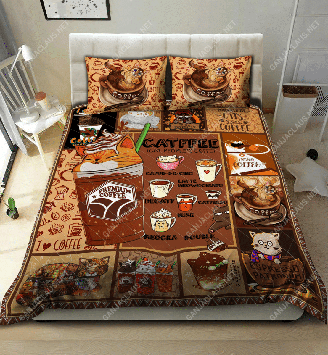 Cats and Coffee Bedding Set