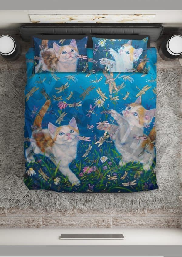 Cats And Dragonflies Bedding Set